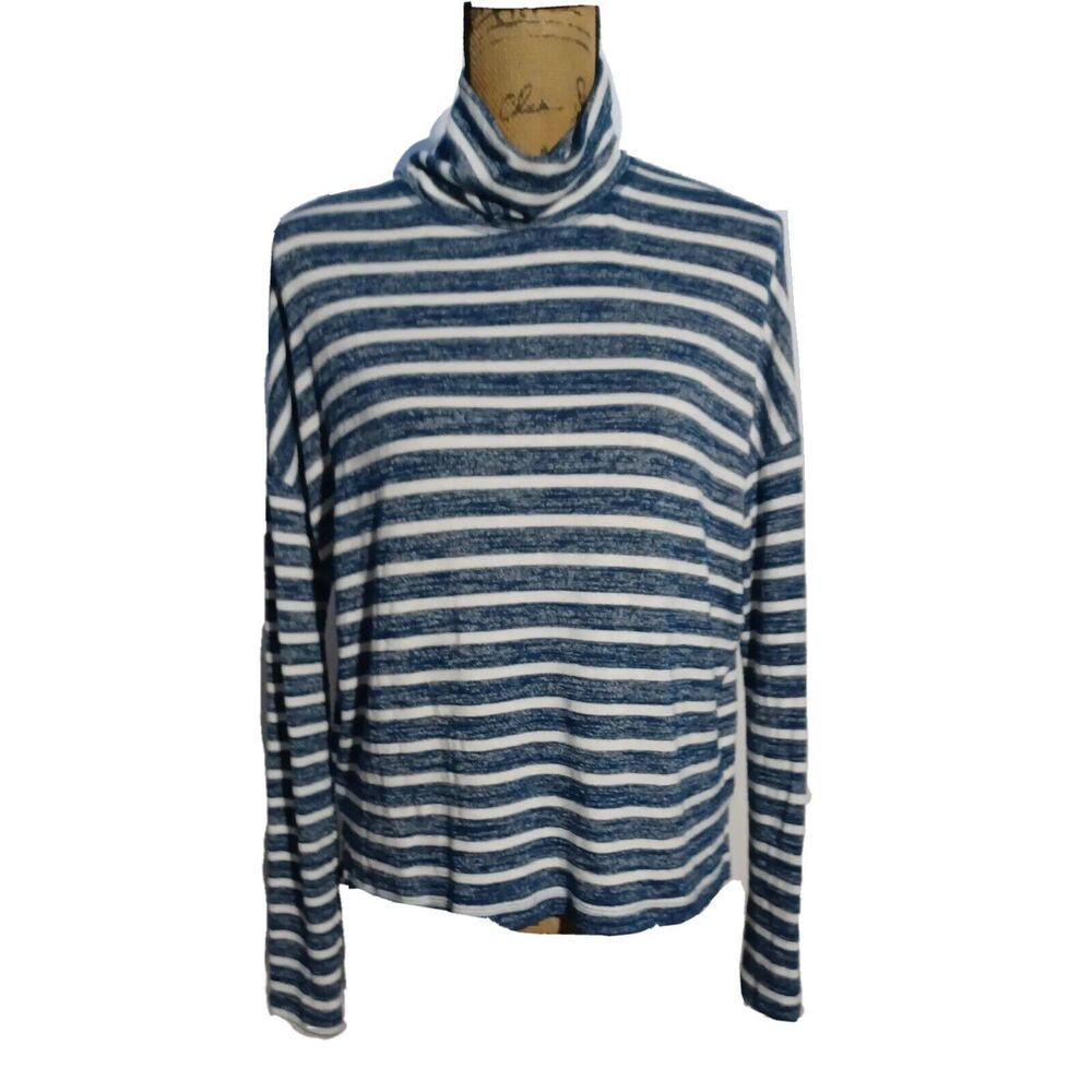 Banana Republic Turtleneck SMALL Space Dye‎ Stripe Slouchy Long Sl Comfy Top